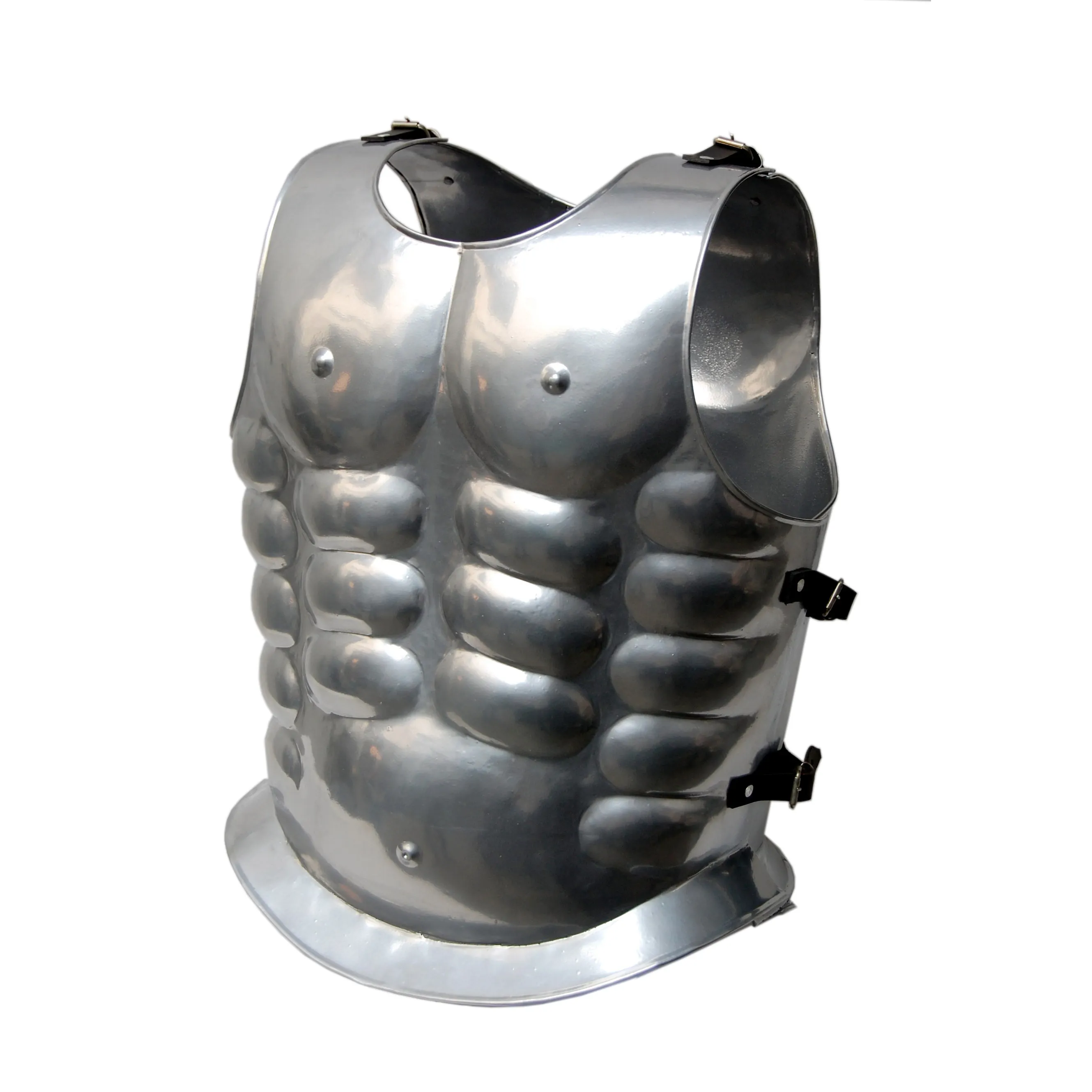 Exclusive Muscle Armor Medieval Knight Silver Breast Plate Roman Greek Body Armor Halloween Warrior Costume at cheap Price