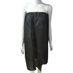 Спа массажный халат PP нетканый одноразовый черный банный халат для душа банное платье без бретелек используется для парикмахерских отелей