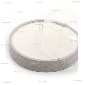Fabulous Design Serving Tray With Glass <b>Cover</b> Wooden And Leather <b>Cake</b> Pastry Serving Tray For Wholesale - Product Image 5