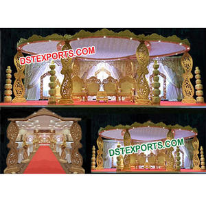 Mandap en bois sculpté à la main de style Paisley, Mandap à six piliers en bois, Mandap en bois fait à la main, fabricant de Mandaps en bois en Italie, décoration d'événements - Product Image 1