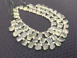 Pierre précieuse naturelle en préhnite, 20 pièces, pépites vertes à facettes, perles de bonne qualité, 1 brin, fabrication de bijoux faits à la main - Product Image 2