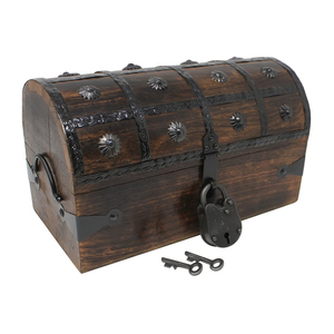 Antique Style <b>Wooden</b> Pirate Treasure Chest <b>Box</b> with Iron <b>Lock</b> Customized <b>Wooden</b> Keepsake Storage <b>Box</b> Wholesale - Product Image 1