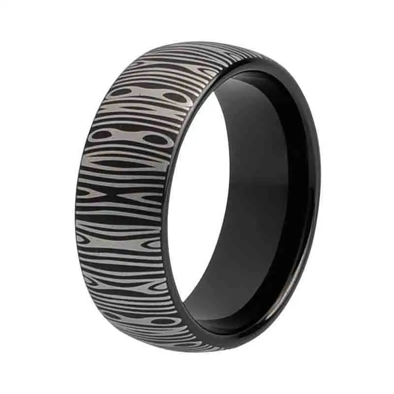 Carbide Ring Voor Mannen Vrouwen Damascus Gegraveerd Mode Wolfraam Sieraden Ringen