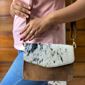 Women's Stylish Hair on Fur Leather Handbag Sling <b>Bag</b> Purse Genuine Leather Shopping <b>Bag</b> Stylish Cowhide Fur <b>Bag</b> - Product Image 3