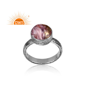 Anillo de Plata de Ley 925 oxidado para mujer, joyería de boda, corte redondo, cobre Natural, Morado, Turquesa - Product Image 2
