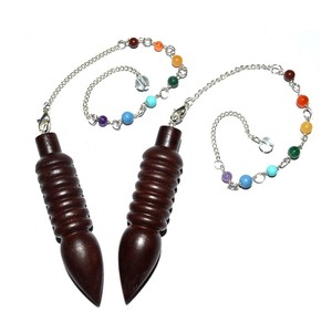 Péndulos de Chakra de madera de Rosa curativa, piedra preciosa de energía positiva, cono de Reiki, Péndulo de radiestesia, artesanías de piedra semipreciosa para - Product Image 1