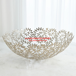 Centres de Table bol à Fruits en forme de feuille pour la décoration de la maison bol à fleurs en métal rond de haute qualité à vendre - Product Image 3