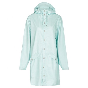 manufacturer china waterproof long rain coat light blue rubberis
