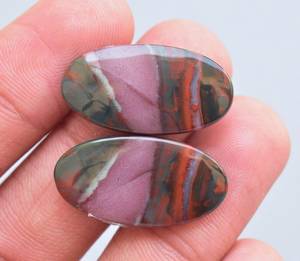 Par de gemas de piedra Natural en sangre, forma de mezcla, cabujones de piedra arterial combinados, par de gemas sueltas, par de joyería - Product Image 5