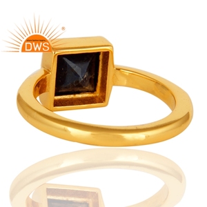 Anillo de Zafiro con Corte Princesa, Proveedor de Anillos de Cóctel de Plata de Ley Maciza Chapada en Oro de 14k, Colección Clásica de Joyería - Product Image 3