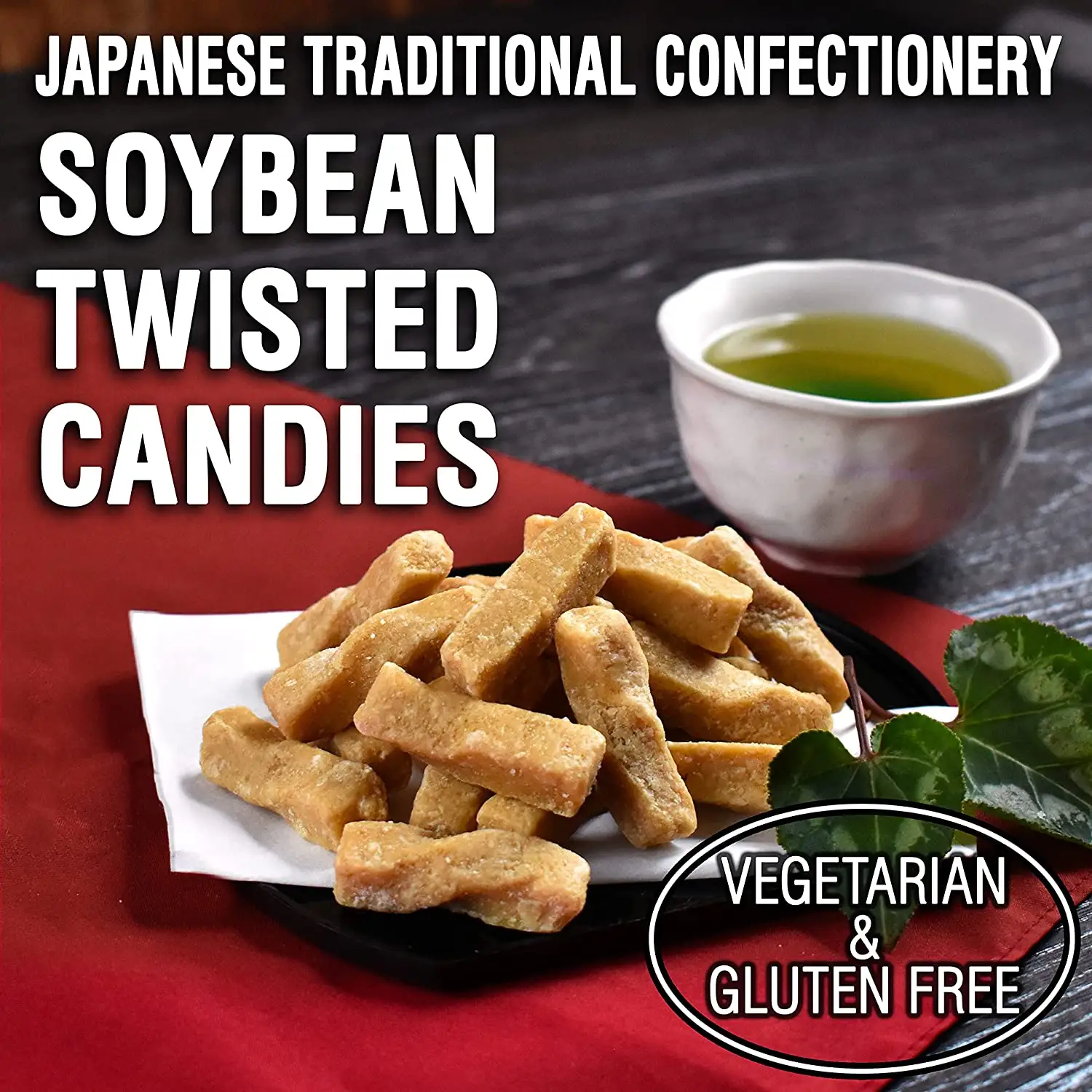 Snack giapponesi-Kinako Mochi Twisted caramelle tradizionali giapponesi-fatte a mano, senza additivo, con semi di soia Hokkaido