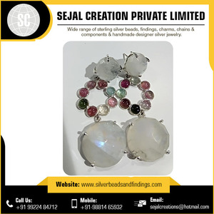 ต่างหูหินอัญมณีหลากสีสำหรับผู้หญิง925อัญมณีเงินสเตอร์ลิง - Product Image 6