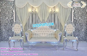 Decoración de escenario para boda, escenario de fibra glamurosa, blanco, bollwood, con temática de Estados Unidos, inglés, blanco - Product Image 2