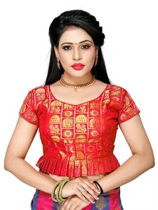 Brocade-Blusa hecha a medida para mujer, Blusa de manga corta para saree - Product Image 5