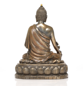 Estatua de Buda de Poliresina con Acabado Bronce, en Pose de Meditación y Bendición - Product Image 2