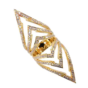 Real Solid 18k Yellow Gold Designer Ring Studded with Natural Pave Diamond Handmade Fine Jewelry Wholesaler Since 1974