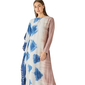 Caftan Tie-Dye fait à la main pour filles robe longue Maxi coupe ample manches été plage station de vacances porter tenue sexy longueur au sol naturel - Product Image 1