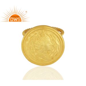 Forme de pièce Designer Artisanal Plaqué Or 925 Bague en Argent Sterling Bijoux Fournisseur - Product Image 2