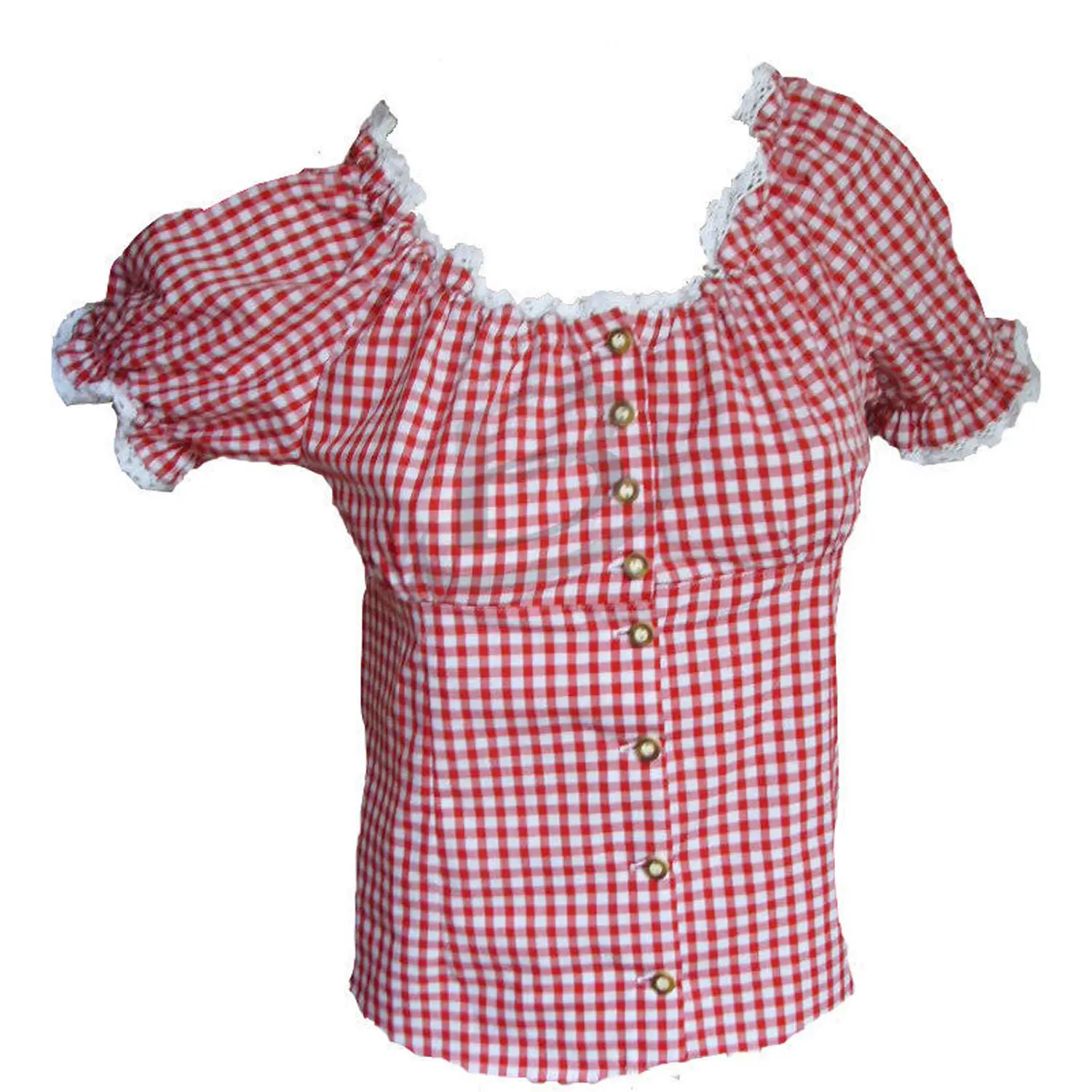 Oktoberfest Women Short Sleeve Shirt Ladies Check Shirts Stripe Summer Top Casual Blouse (German Bavarian Garments Shirts)