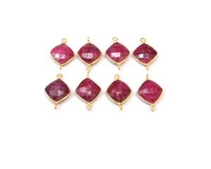 Nueva llegada 14mm hecho a mano chapado en oro facetado enlace bisel conector Ropy Natural Multi-Gemstone joyería hallazgos latón cobre" - Product Image 1