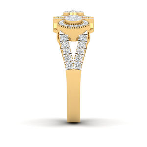 Anillo de Compromiso y Matrimonio Exclusivo para Mujer con Racimo de Diamantes Redondos Reales en Oro Amarillo de 10K - Product Image 4
