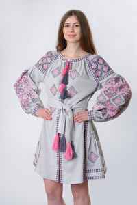 Venta caliente verano moda nuevo estilo multicolor bordado Casual relajante ajuste amarillo ucraniano Vestido corto encaje nueva llegada - Product Image 3