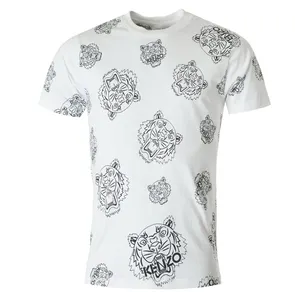White & Black Color Combination All Over Printed High Quality Export Oriented T Shirt For Men's From Bangladesh