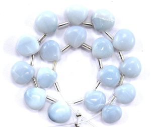 High Quality 17-Piece 10mm Natural <b>Blue</b> <b>Opal</b> Briolette Beads Smooth Loose Crystal Stones for DIY Jewelry Making - Product Image 1