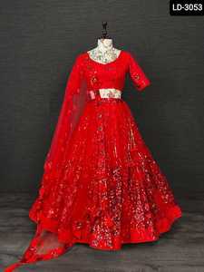 Lehenga Choli en soie Georgette de style indien pakistanais avec broderie lourde et dupatta fantaisie pour femmes, saison des mariages, haute qualité - Product Image 3