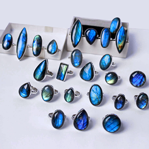 Juego de anillos clásicos de labradorita con cuentas de piedras preciosas facetadas azules Anillos de pegamento de rubí cabujón de Lote de joyería de labradorita azul natural - Product Image 3