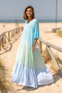 Robe longue décontractée, vêtement Maxi à manches trois quarts, nouvelle collection d'été, vente en gros - Product Image 3
