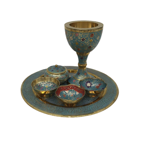 Juego de quemador de incienso Oud con diseño en relieve, juego completo de quemador Bakhoor pintado a mano hecho a mano de latón al precio más bajo - Product Image 2