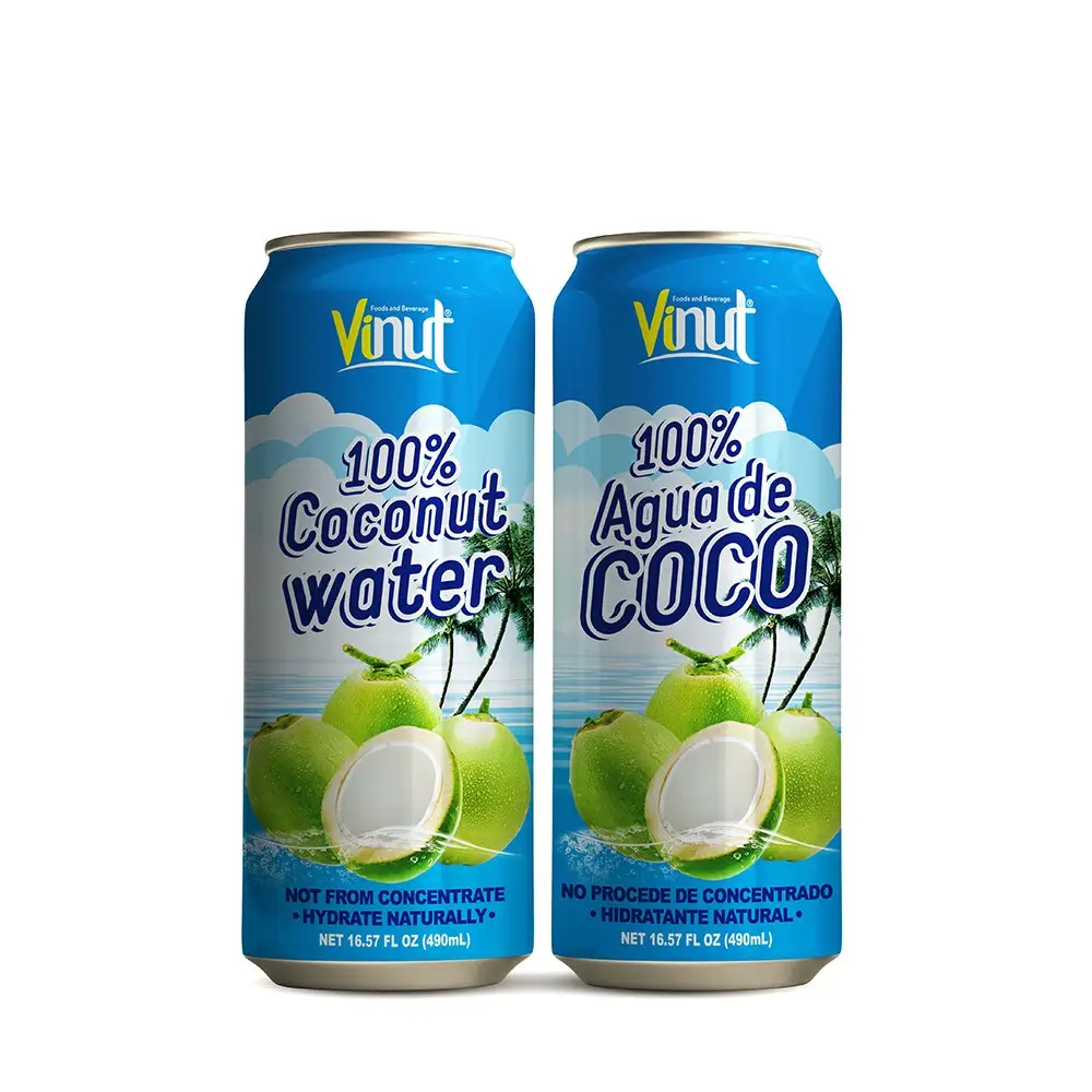 16,57 FlOz VINUT 100% экспорт пресноводной кокосовой воды 490 мл банка чистой кокосовой воды