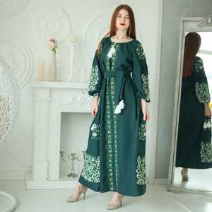 Sensuelle Ukraine mode haute exigence magnifique bleu blanc brodé parole longueur robe ukrainienne gland cravate Costume relaxant - Product Image 6