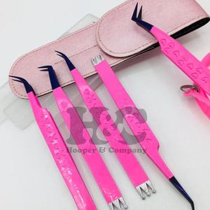 Nouvelle pince à épiler rose pointe violette extension de cils durable pince à épiler vison Logo offre poignée en forme de coeur pince à épiler en acier inoxydable - Product Image 3