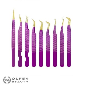 Pinzas de pestañas Fibertip profesionales de estilo personalizado a la venta para uso de extensión de pestañas en estudios de pestañas - Product Image 1