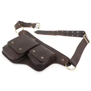 Genuine Leather Liridona Utility Belt Waist Bag Free Size Utility Backpack funky hip hope fanny pack belt traveling bum party