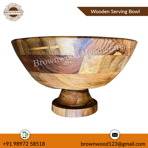 Nouveau design de bol à fruits en bois fait à la main bol de service en bois d'acacia avec support pour centre de table bols naturels à bas prix - Product Image 4