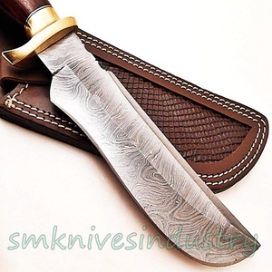 Cuchillo Bowie de Supervivencia y Caza, Hecho a Mano con Acero de Damasco y Mango de Madera de Palisandro, Duradero, OEM (smk1701), Garantía de 3 Años - Product Image 5