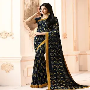 Indian designer Soft Georgette saree / sari for women latest digital print sarees indian sarees party wear wedding