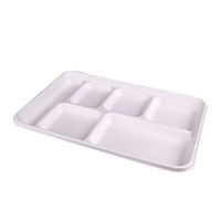 Pâte à papier biodégradable plateau à 6 compartiments assiettes de restaurant plateau à déjeuner scolaire plateau de prison