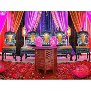 Muebles de escenario de boda de madera de teca antigua, conjunto de sofá antiguo de madera de boda Rajasthani, conjunto de sofá de boda antiguo de madera árabe - Product Image 1