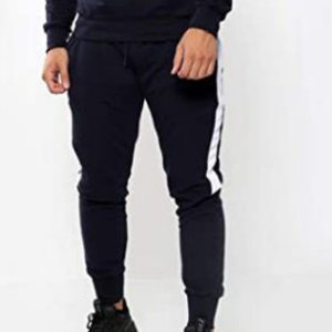 Chándal de algodón liso con cremallera para hombre, ropa de chándal a granel con rayas - Product Image 3