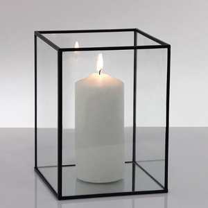 Glass Box <b>Lanterns</b> Modern Decorative Candle <b>Lantern</b> <b>Black</b> Color - Product Image 6