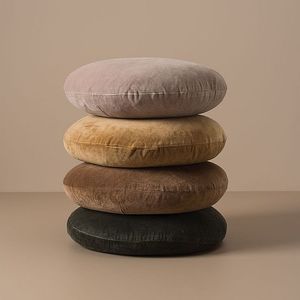 KAUSHAL INDIAN New Arrivals Sofa Decor Plain Velvet Solid Color <b>Pillow</b> Round Floor Cushion Eco-friendly Handmade Polyester 50pcs - Product Image 4