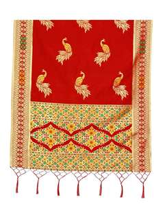 Rojo Chiku indio mujeres desgaste Banarasi seda Dupatta ropa - Product Image 4