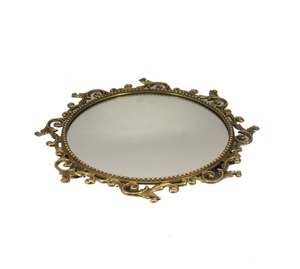Wholesale Luxury Antique Custom Metal <b>Serving</b> Tray Fashionable Trending Design Luxury <b>Glass</b> Brass Mirror Steel Storage Display - Product Image 4
