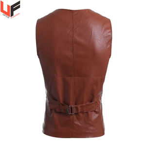 High Quality Brown <b>Black</b> Leather <b>Vest</b> for Men Casual Motorcycle Racing <b>Vest</b>-Best Price Wholesale Customizable - Product Image 3