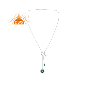 Collar con colgante de piedras preciosas de ónix verde Natural de plata de ley fina para mujer, joyería para mujer, regalo para ella - Product Image 1