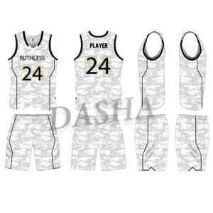 Camiseta de baloncesto de camuflaje gris claro personalizada al por mayor para Hombre Nuevo diseño de uniforme sublimado de talla grande transpirable - Product Image 6